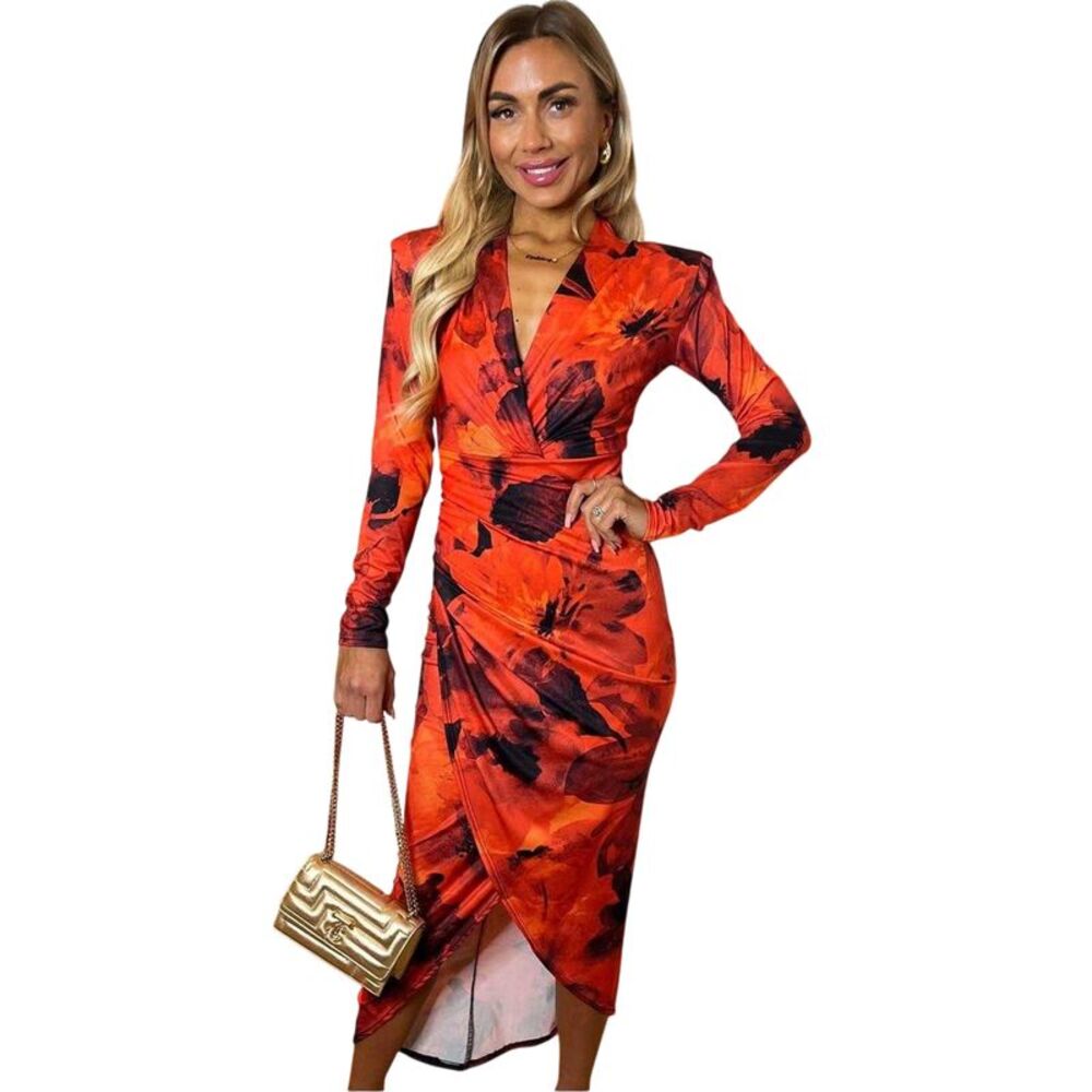 AX Paris Womens/Ladies Floral Long-Sleeved Wrap Dress / Red